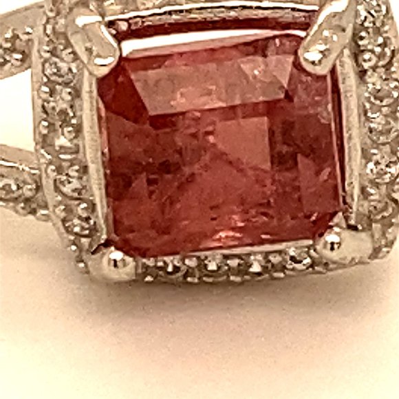 Red Tourmaline 1.90ct White Gold Silver Pendant - Picture 6 of 6